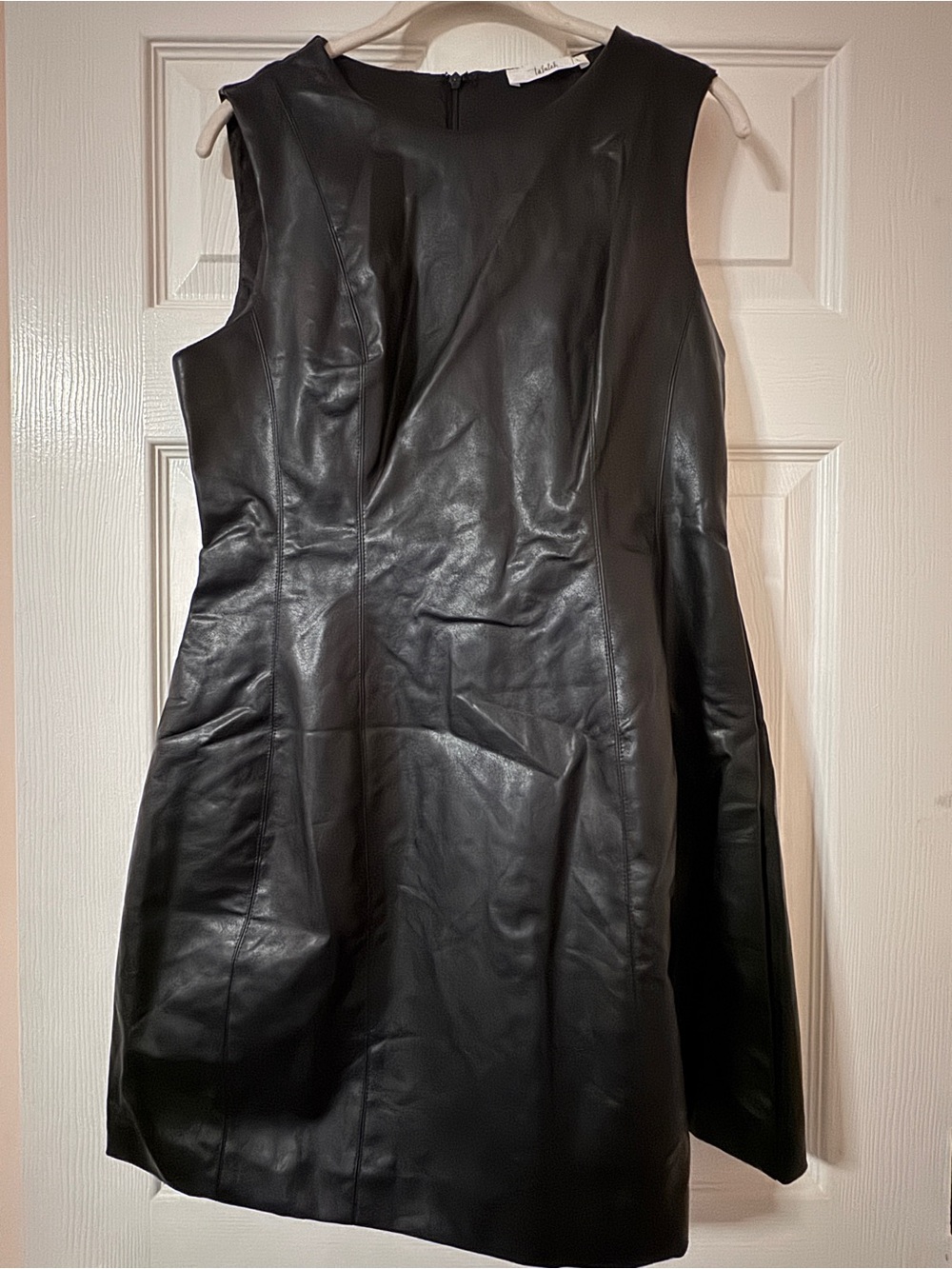 Talulah Sleeveless Black Faux Leather Shift Dress